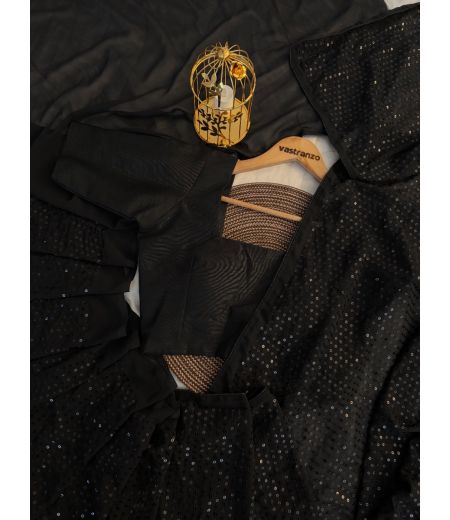 DB547 Beautiful Soft Georgette Sequence Emboridary Work Celebrity Inspired Saree.(Blouse Unstitched)