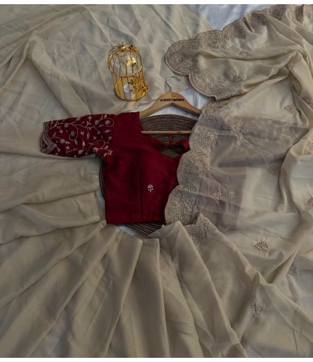 DB559 Beautiful Soft Georgette Multi Embroidery Work Celebrity Inspired Sarees.(Blouse Unstitched)