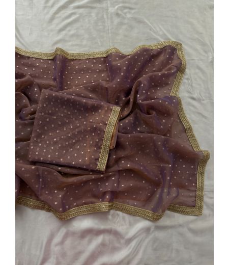 DB560 Beautiful Soft Banarasi Tissue Silk Celebrity Inspired Sarees with Designer Lace Border.