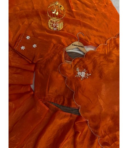 DB572 Beautiful Soft Sattin Silk Hand Cutdana Work Celebrity Inspired Sarees.(Blouse Unstitched)