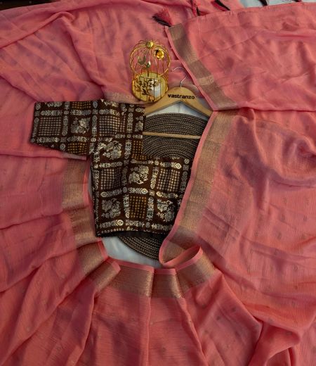 DB594 Beautiful Soft Viscose Chinon Zari Weaving Celebrity Inspired Sarees.(Blouse Unstitched)