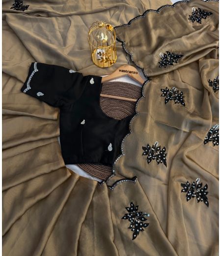 DB577 Beautiful Soft Rangoli Silk Embroidery Work Celebrity Inspired Saree.(Blouse Unstitched)