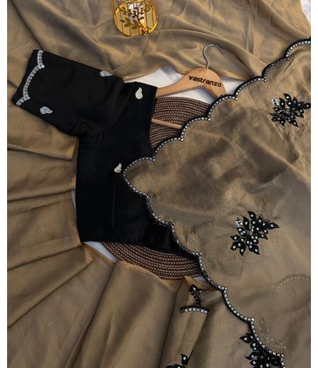 DB577 Beautiful Soft Rangoli Silk Embroidery Work Celebrity Inspired Saree.(Blouse Unstitched)