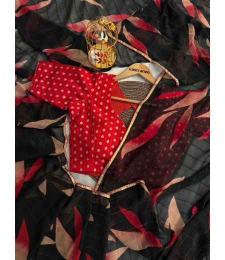 DB585 Beautiful Soft Georgette Elegant Printed Sequence Work Celebrity Inspired Saree.(Blouse Unstitched)