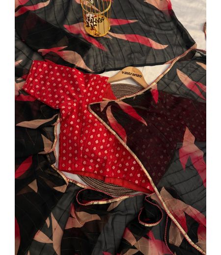 DB585 Beautiful Soft Georgette Elegant Printed Sequence Work Celebrity Inspired Saree.(Blouse Unstitched)