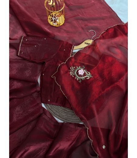 DB605 Beautiful Soft Sattin Silk Handwork Celebrity Inspired Sarees.