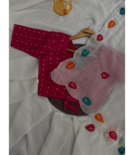 DB627 Beautiful Soft Crunchy Silk Embroidery Thread Work Celebrity Inspired Sarees.(Blouse Unstitched)