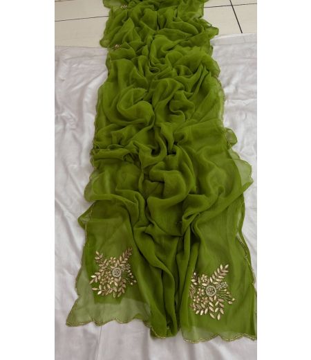 DB595 Beautiful Soft Chiffon Handwork Celebrity Inspired Sarees.