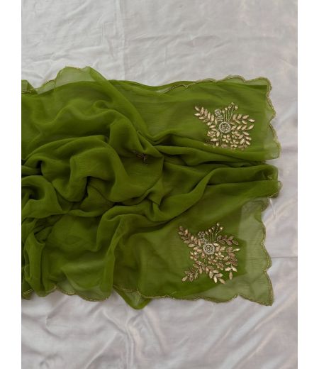 DB595 Beautiful Soft Chiffon Handwork Celebrity Inspired Sarees.