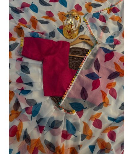 DB609 Beautiful Soft Chiffon Floral Printed Celebrity Inspired Sarees.(Blouse Unstitched)