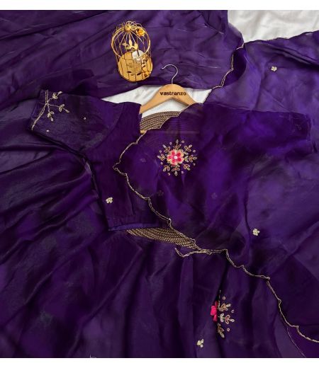 DB610 Beautiful Soft Sattin Silk Handwork Celebrity Inspired Sarees.