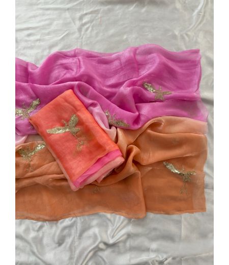 DB597 Beautiful Soft Space Silk Sequence Zari Thread Work Celebrity Inspired Sarees.