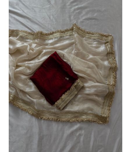 DB591 Beautiful Soft Space Sattin Sequence Emboridary Work Celebrity Inspired Sarees with Designer Lace Border.