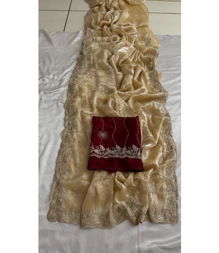 DB630 Beautiful Soft Space Silk Sequence Emboridary Bids Work Celebrity Inspired Sarees.