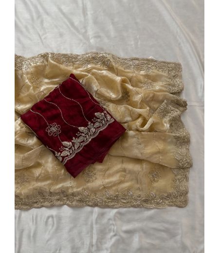 DB630 Beautiful Soft Space Silk Sequence Emboridary Bids Work Celebrity Inspired Sarees.