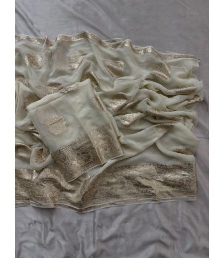 DB607 Soft Viscose Georgette Zari Butta Weaving Sarees.