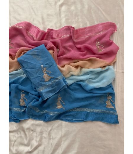 DB606 Beautiful Soft Crunchy Silk Sequence Emboridary Thread Work Celebrity Inspired Sarees.