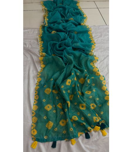 DB615 Beautiful Soft Cotton Lilen Elegant Printed Celebrity Inspired Sarees.