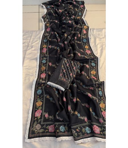 DB697 Beautiful Soft Linen Digital Printed Celebrity Inspired Sarees