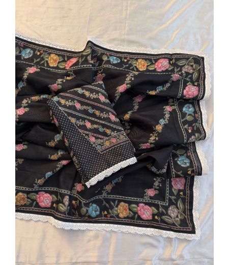 DB697 Beautiful Soft Linen Digital Printed Celebrity Inspired Sarees