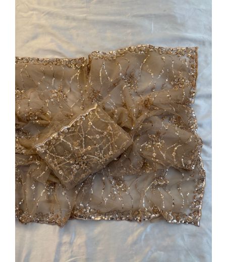 DB625 Beautiful Sift Butterfly Net Sequence Bids Work Celebrity Inspired Saree.