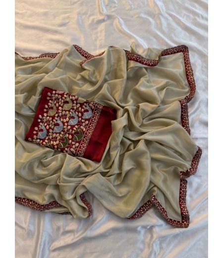 DB620 Beautiful Soft Rangoli Silk Sequence Emboridary Work Celebrity Inspired Sarees.