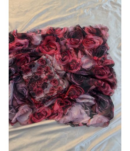 DB629 Beautiful Soft Marshmallow Georgette Silk Floral Digital Printed Siroski Work Celebrity Inspired Saree.