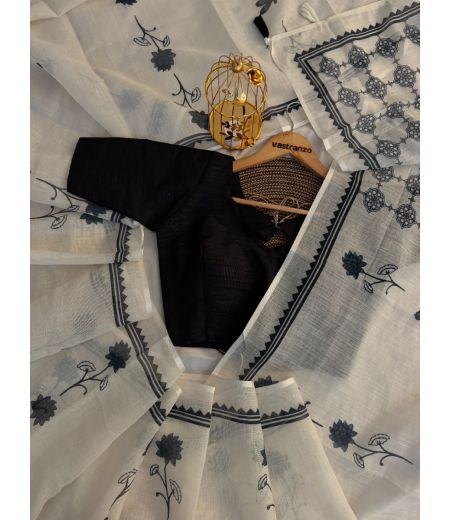 DB624 Beautiful Soft Linen Kalamkari Printed Celebrity Inspired Saree.(Blouse Unstitched)