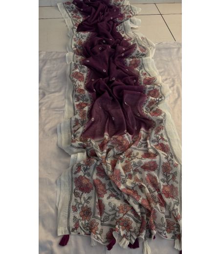 DB628 Beautiful Soft Cotton Lilen Elegant Printed Celebrity Inspired Sarees.