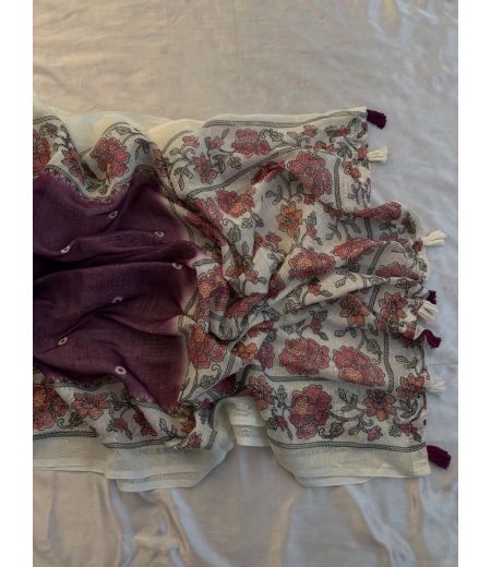 DB628 Beautiful Soft Cotton Lilen Elegant Printed Celebrity Inspired Sarees.