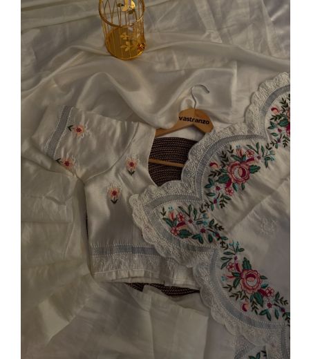 DB292 Beautiful Soft Tussar Silk Viscose Embroidery Thread Work Celebrity Inspired Saree.(Blouse Unstitched)