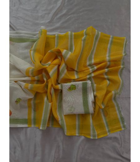 DB670 Beautiful Soft Cotton Linen Mango Printed Celebrity Inspired Saree.