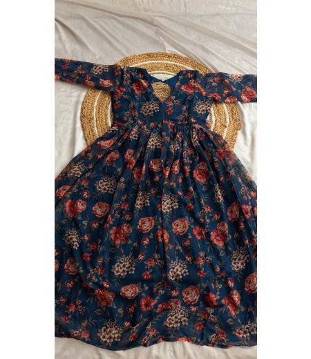 DB664 Beautiful Soft Alfino Chiffon Floral Printed Designer Aliya Cut Dresses.