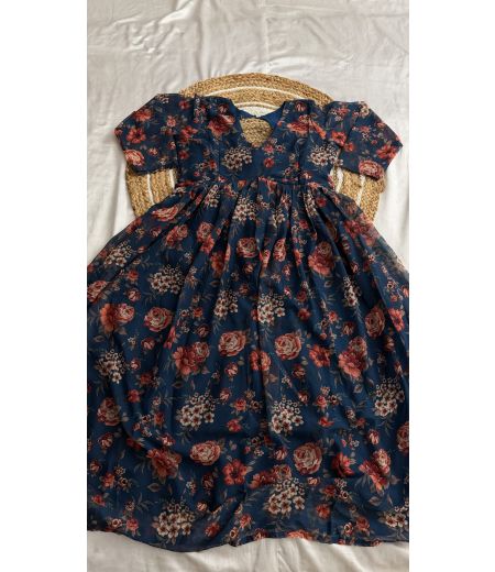 DB664 Beautiful Soft Alfino Chiffon Floral Printed Designer Aliya Cut Dresses.