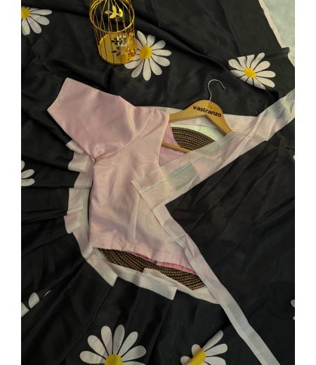 DB289  Beautiful Soft Chinon Floral Printed Celebrity Inspired Saree.(Blouse Unstitched)