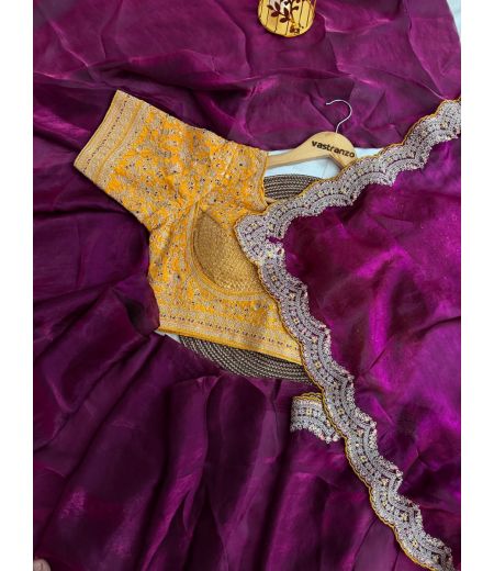 DB674 Beautiful Soft Space Silk Sequence Emboridary Work Celebrity Inspired Sarees with Designer Stitched Blouse.