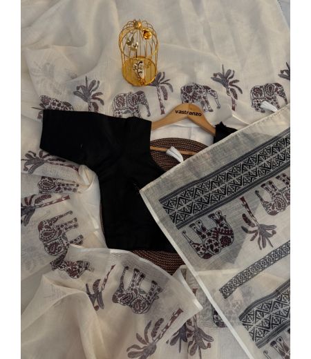 DB299 Beautiful Soft Linen Cotton Digital Printed Celebrity Inspired Saree.(Blouse Unstitched)