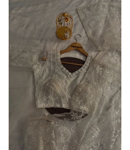 DB301 Beautiful Soft Butterfly Net Sequence Emboridary Work Celebrity Inspired Saree.(Blouse Unstitched)