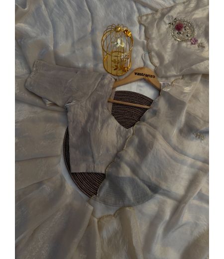 DB319 Beautiful Soft Imported Sattin Silk Handwork Celebrity Inspired Saree.(Blouse Unstitched)