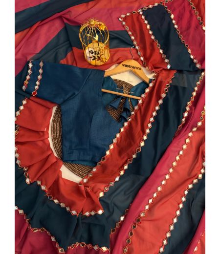 DB318 Beautiful Soft Faux Georgette Embroidery Mirror Work Celebrity Inspired Saree.(Blouse Unstitched)