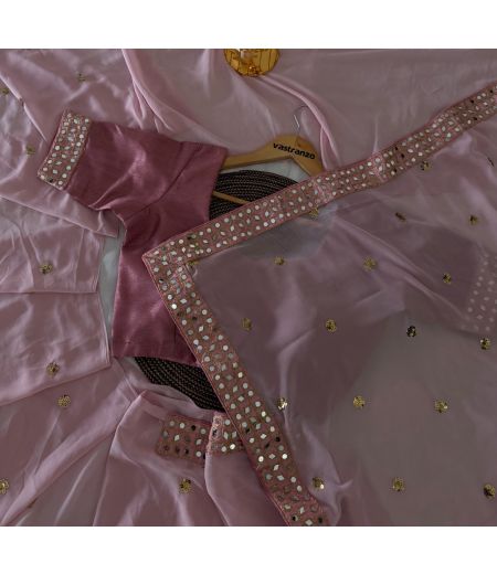 DB337 Beautiful Soft Faux Georgette Sequence Butti Work Celebrity Inspired Sarees.(Blouse Unstitched)