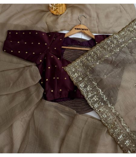 DB349 Beautiful Soft Crunchy Silk Sequence Emboridary Work Celebrity Inspired Saree.(Blouse Unstitched)