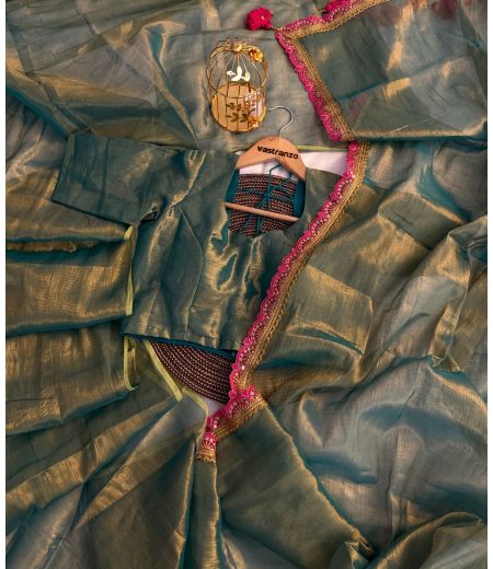 DB356 Beautiful Soft Raga Tissue Silk Celebrity Inspired Sarees.(Blouse Unstitched)