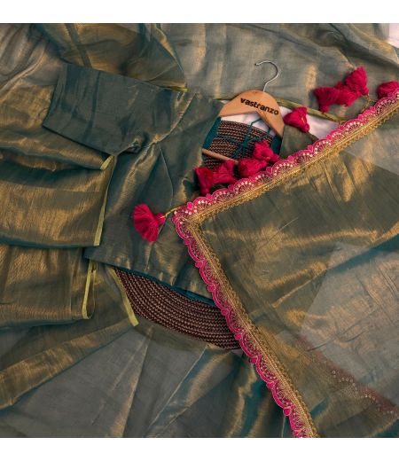DB356 Beautiful Soft Raga Tissue Silk Celebrity Inspired Sarees.(Blouse Unstitched)