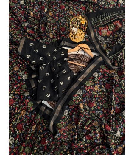 DB352 Beautiful Soft Mulmul Cotton Ajrakh Printed Celebrity Inspired Saree.(Blouse Unstitched)