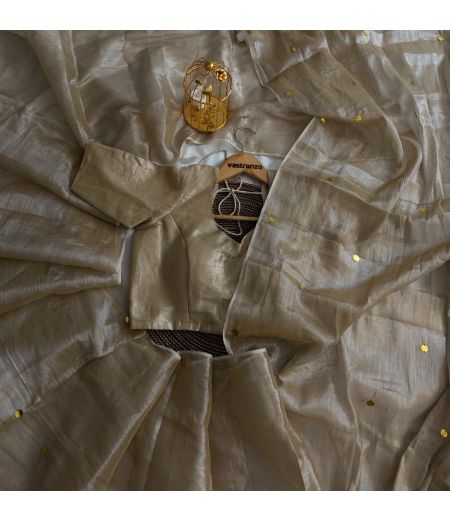 DB360 Beautiful Soft Raga Tissue Silk Ginni Work Celebrity Inspired Sarees.(Blouse Unstitched)