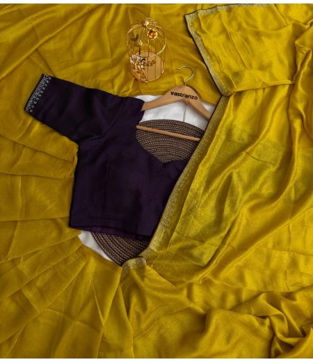 DB359 Beautiful Soft Vichitra Silk Siroski Diamond Work Celebrity Inspired Sarees.(Blouse Unstitched)