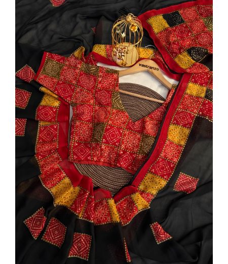 DB370 Beautiful Soft Bamber Viscose Georgette Foil Printed Celebrity Inspired Sarees.(Blouse Unstitched)