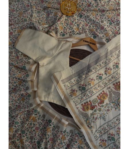 DB368 Beautiful Soft Tussar Silk Kashmiri Printed Celebrity Inspired Saree.(Blouse Unstitched)