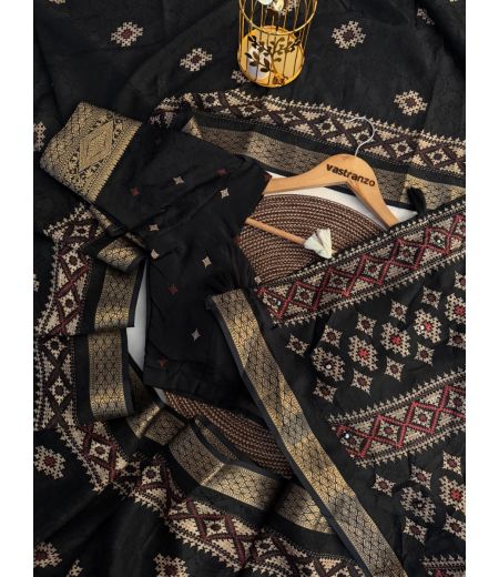 DB366 Beautiful Soft Muslin Cotton Jacquard Weaving Foil Mirror Work Sarees.(Blouse Unstitched)